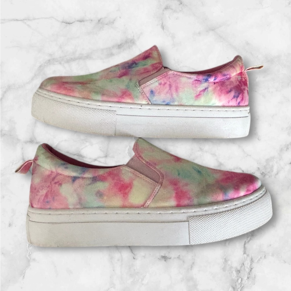 Bamboo Rainbow Tie Dye Platform Sneakers Tennis Shoes Y2K Rare Size 6.5 - Picture 5 of 9